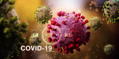 Coronavirus Covid-19 arkaplanının görünümü - 3D görüntüleme