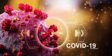 Coronavirus Covid-19 arkaplanının görünümü - 3D görüntüleme