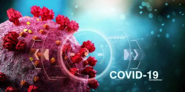 Coronavirus Covid-19 arkaplanının görünümü - 3D görüntüleme