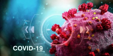 Coronavirus Covid-19 arkaplanının görünümü - 3D görüntüleme