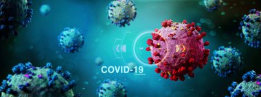 Coronavirus Covid-19 arkaplanının görünümü - 3D görüntüleme