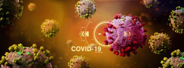 Coronavirus Covid-19 arkaplanının görünümü - 3D görüntüleme