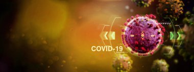 Coronavirus Covid-19 arkaplanının görünümü - 3D görüntüleme