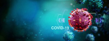 Coronavirus Covid-19 arkaplanının görünümü - 3D görüntüleme