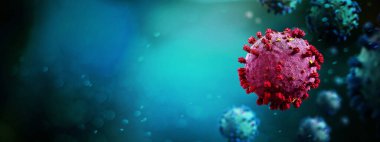 Coronavirus Covid-19 arkaplanının görünümü - 3D görüntüleme