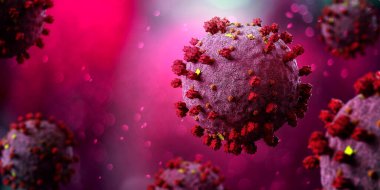 Coronavirus Covid-19 arkaplanının görünümü - 3D görüntüleme