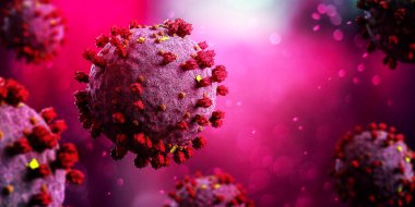 Coronavirus Covid-19 arkaplanının görünümü - 3D görüntüleme