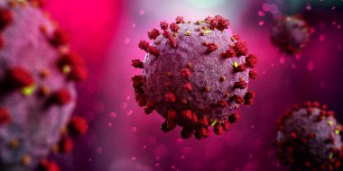 Coronavirus Covid-19 arkaplanının görünümü - 3D görüntüleme