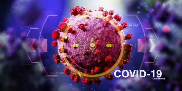 Widok Coronavirus Covid Tle Renderowanie — Zdjęcie stockowe