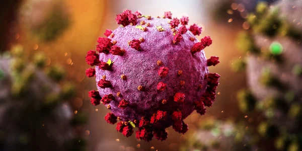 Vista Uno Sfondo Coronavirus Covid Rendering — Foto Stock
