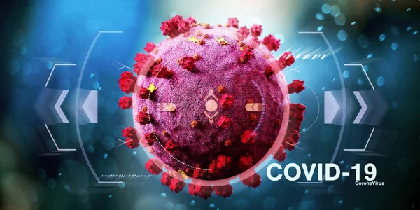 Widok Coronavirus Covid Tle Renderowanie — Zdjęcie stockowe