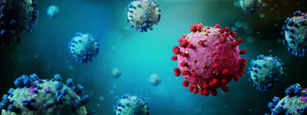 Coronavirus Covid-19 arkaplanının görünümü - 3D görüntüleme