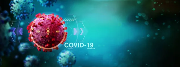 Vista Uno Sfondo Coronavirus Covid Rendering — Foto Stock