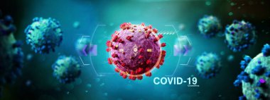 Coronavirus Covid-19 arka planı - 3D görüntüleme