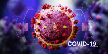 Coronavirus Covid-19 arka planı - 3D görüntüleme