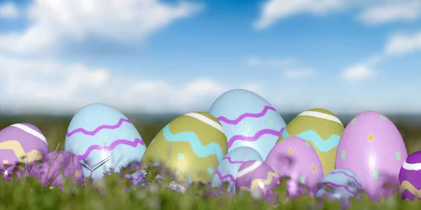 View Easter Composition Garden Background Rendering — Stock Photo, Image