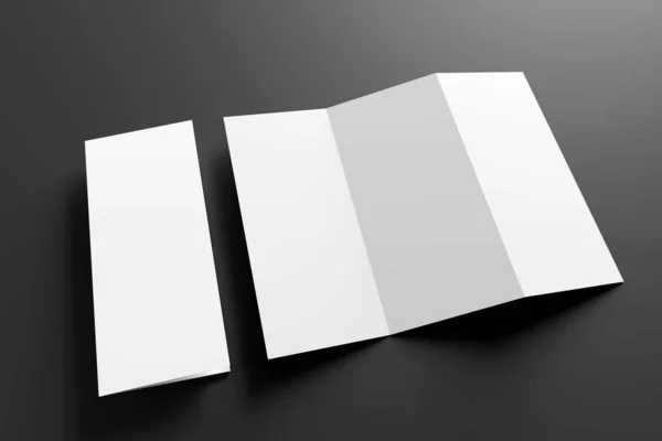背景に三つ折りのパンフレットモックアップの表示 3Dレンダリング — ストック写真
