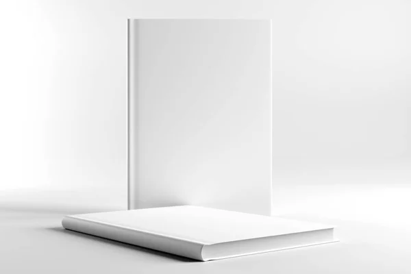 Beyaz Arkaplanda Izole Edilmiş Boş Bir Kapak Kitabı Görünümü Oluşturma — Stok fotoğraf