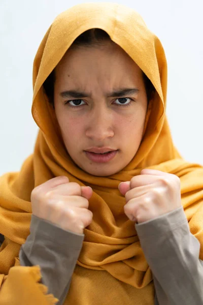 Retrato Mujer Musulmana Expresiones Faciales — Foto de Stock