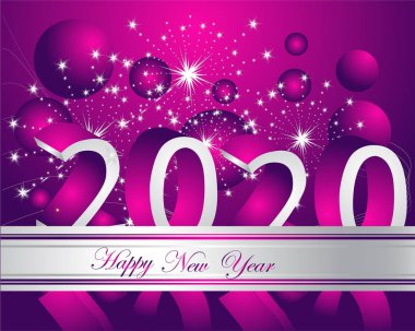 Mutlu New Yaer 2020 arka plan gümüş ve menekşe