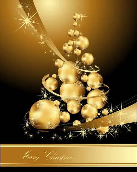 Frohe Weihnachten Hintergrund Gold Und Schwarz — Stockvektor