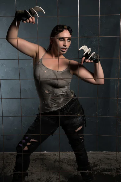 Cosplay krigare kvinna — Stockfoto