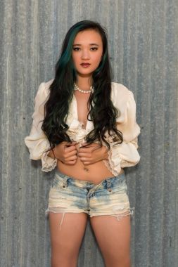 Bluz ve cutoffs esmer