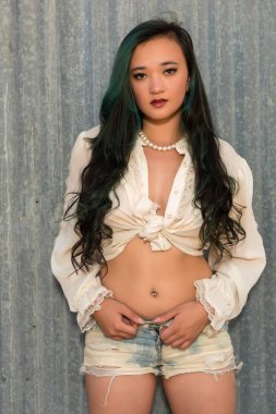 Bluz ve cutoffs esmer