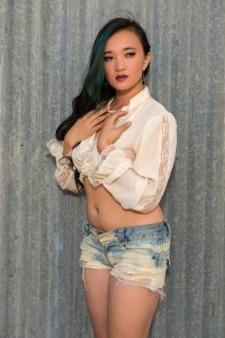 Bluz ve cutoffs esmer