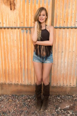 Sarışın kahverengi ve mavi