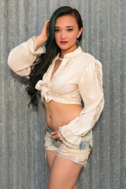 Bluz ve cutoffs esmer