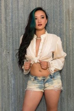 Bluz ve cutoffs esmer