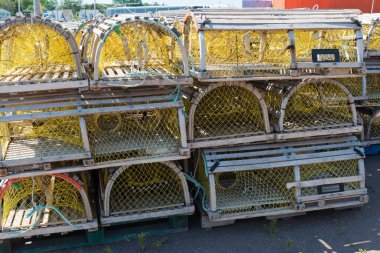 Istakoz tuzaklar yığınları