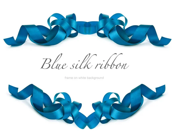 Blue silk ribbon on white — Stock Photo, Image