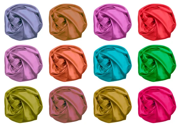 Color set of crumpled silk fabric — Zdjęcie stockowe
