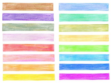 set of color pencil graphic elements clipart