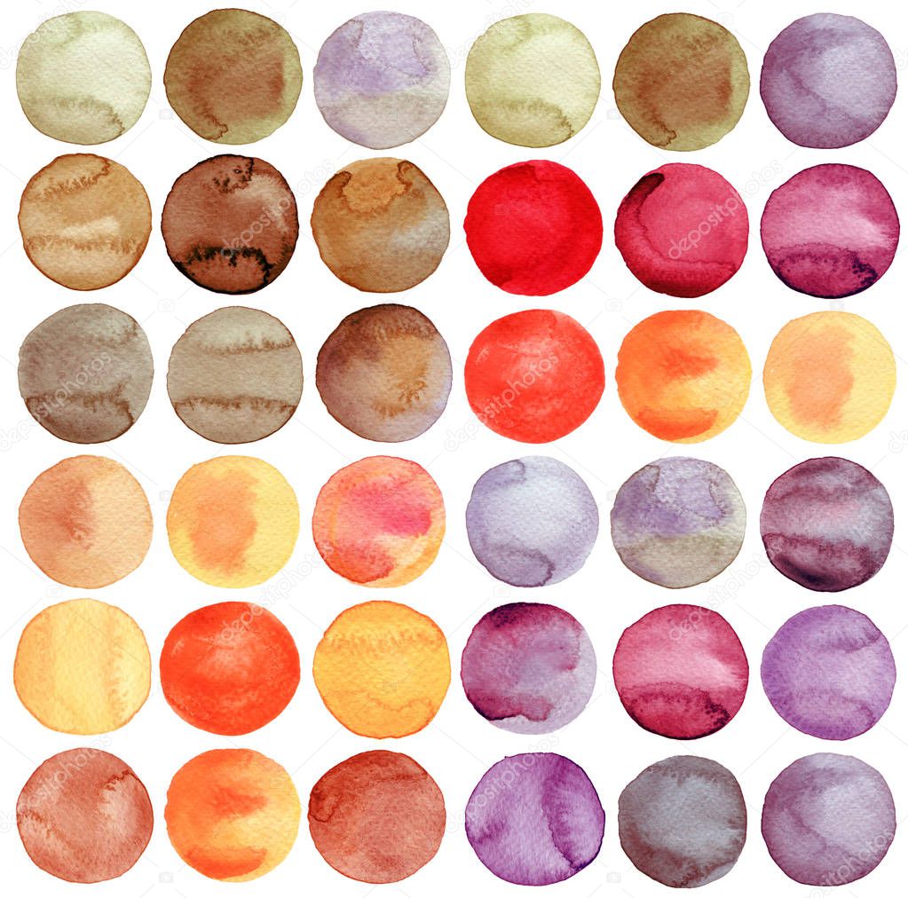 Watercolor hand painted circles collection