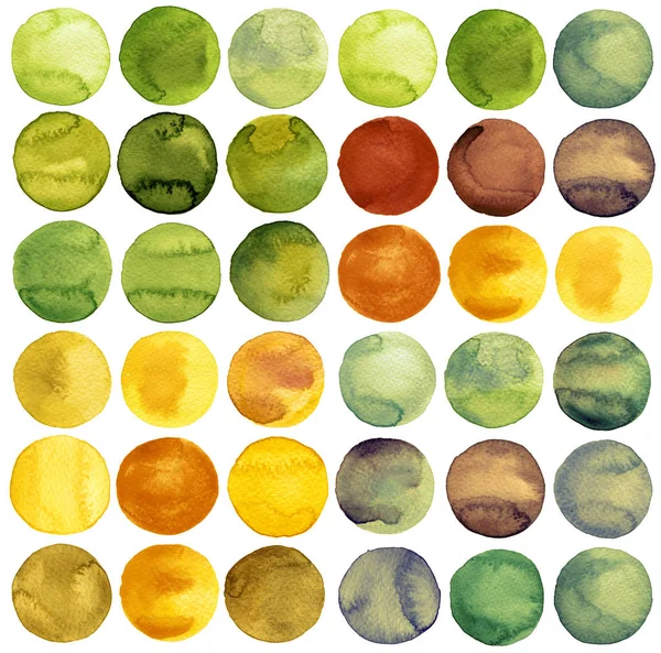 Watercolor hand painted circles collection — Stock Photo, Image