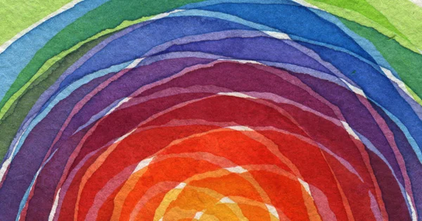 Abstraktes Regenbogen-Acryl und Aquarell-Kreis bemalten Hintergrund — Stockfoto