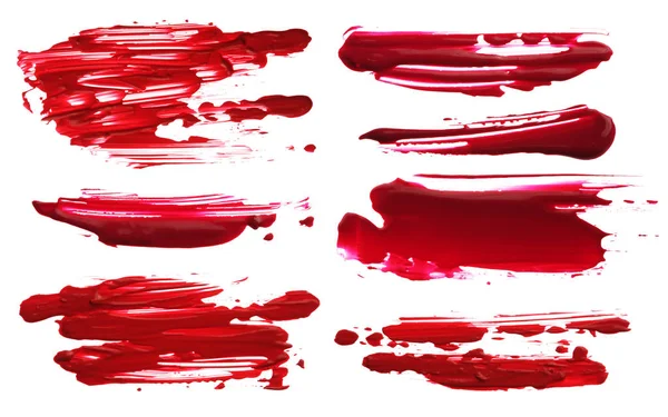 赤の抽象的なアクリル カラー ブラシ ストロークのしみ。分離されました。. — ストック写真