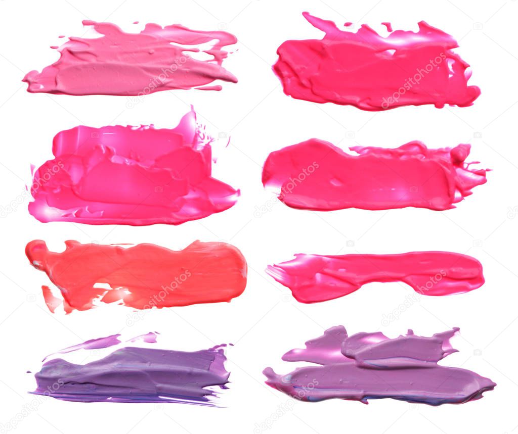 collection of abstract acrylic color brush strokes blots.