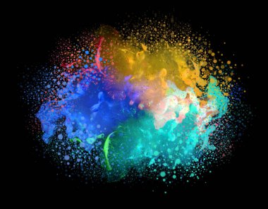 Akrilik renkler ve mürekkep su. arka plan.