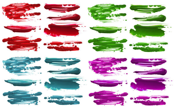 Abstract acrylic color brush strokes blots. Isolated.