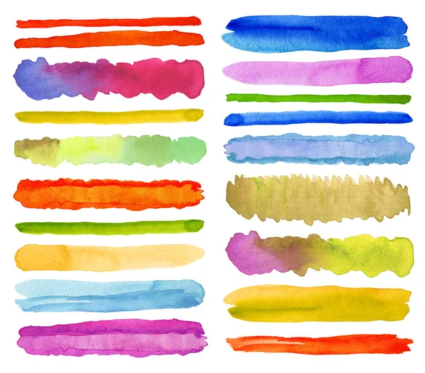 Set of watercolor brush strokes. Isolated on white. — Stock Photo, Image