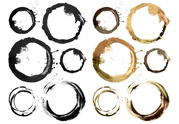 Set of circle acrylic and watercolor painted design element. — Stock Photo, Image