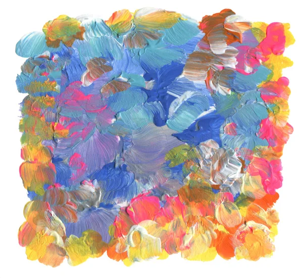 Абстрактный Цвет Акриловых Мазков Кисти Краски Изолированная Текстурированная Рамка — стоковое фото