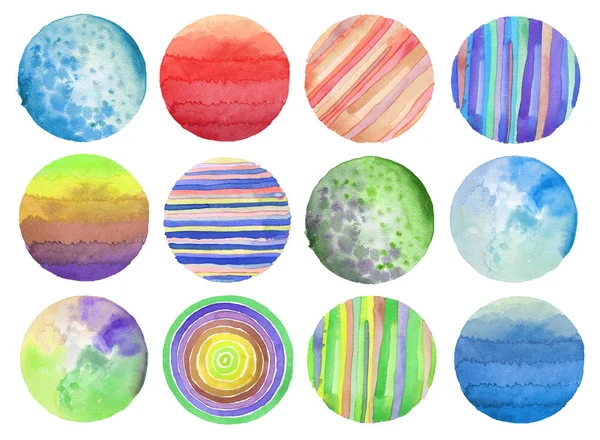 Abstract Acrylic Watercolor Circle Painted Background Texture Paper Isolated Collection — Stock Photo, Image