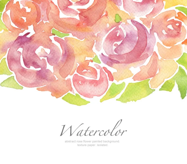 Acrylic and watercolor rose flower painted background. Isolated.