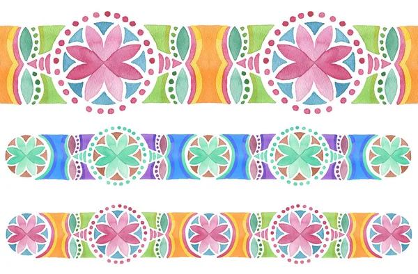 Geometric hand drawn watercolor seamless ornament — Stock Photo, Image