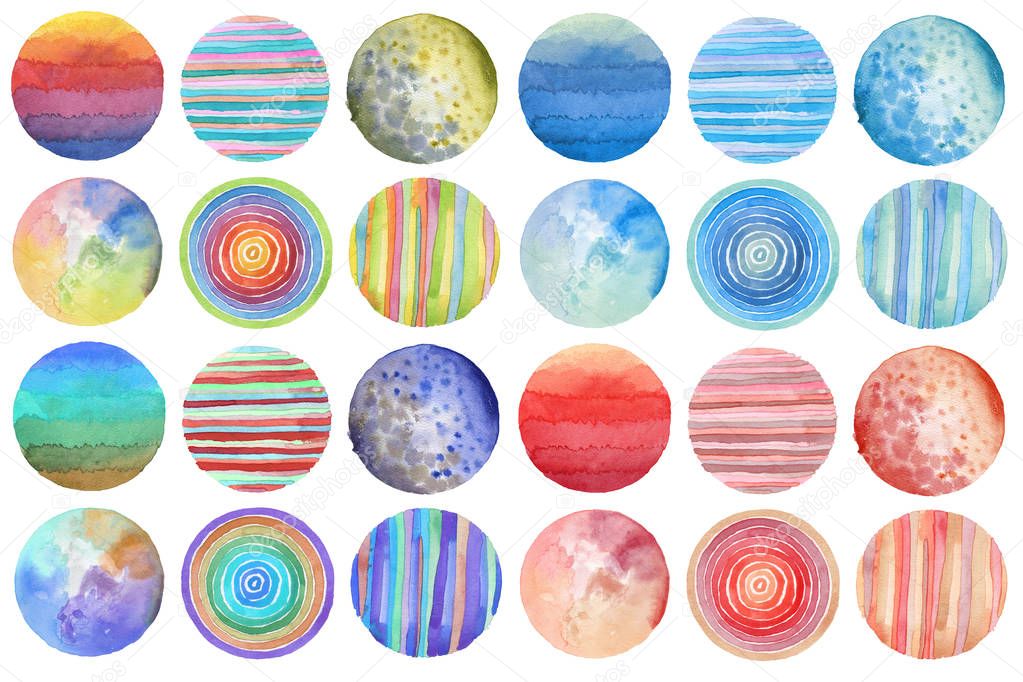 Abstract acrylic and watercolor circle painted background. Texture paper. Isolated. Collection.